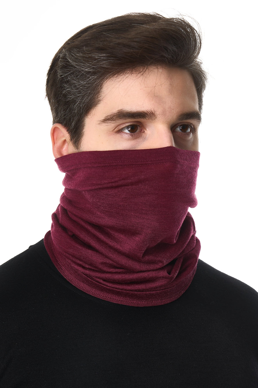 Merino Neck Gaiter 165 Burgundy Wine — view 2