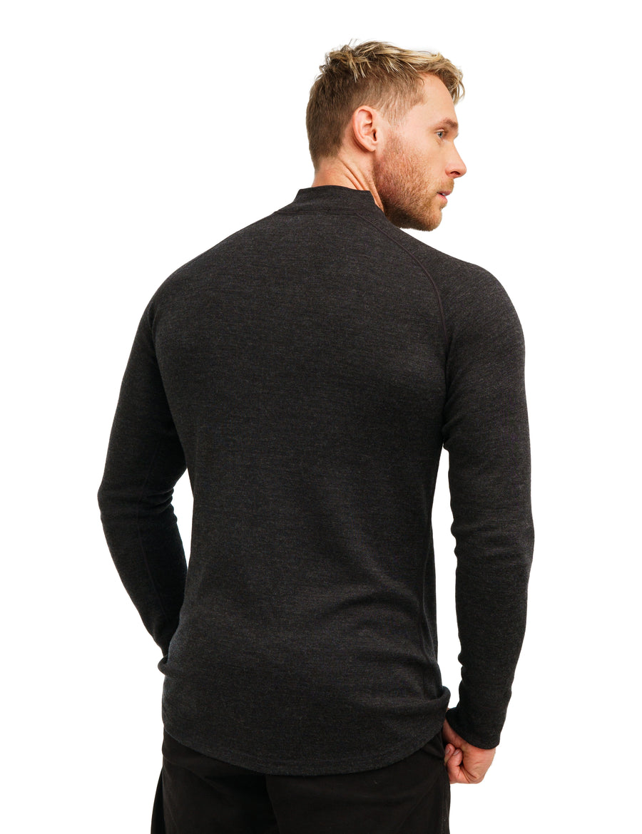 Men's Merino Half Zip Long Sleeve 250 Charcoal Gray — view 3