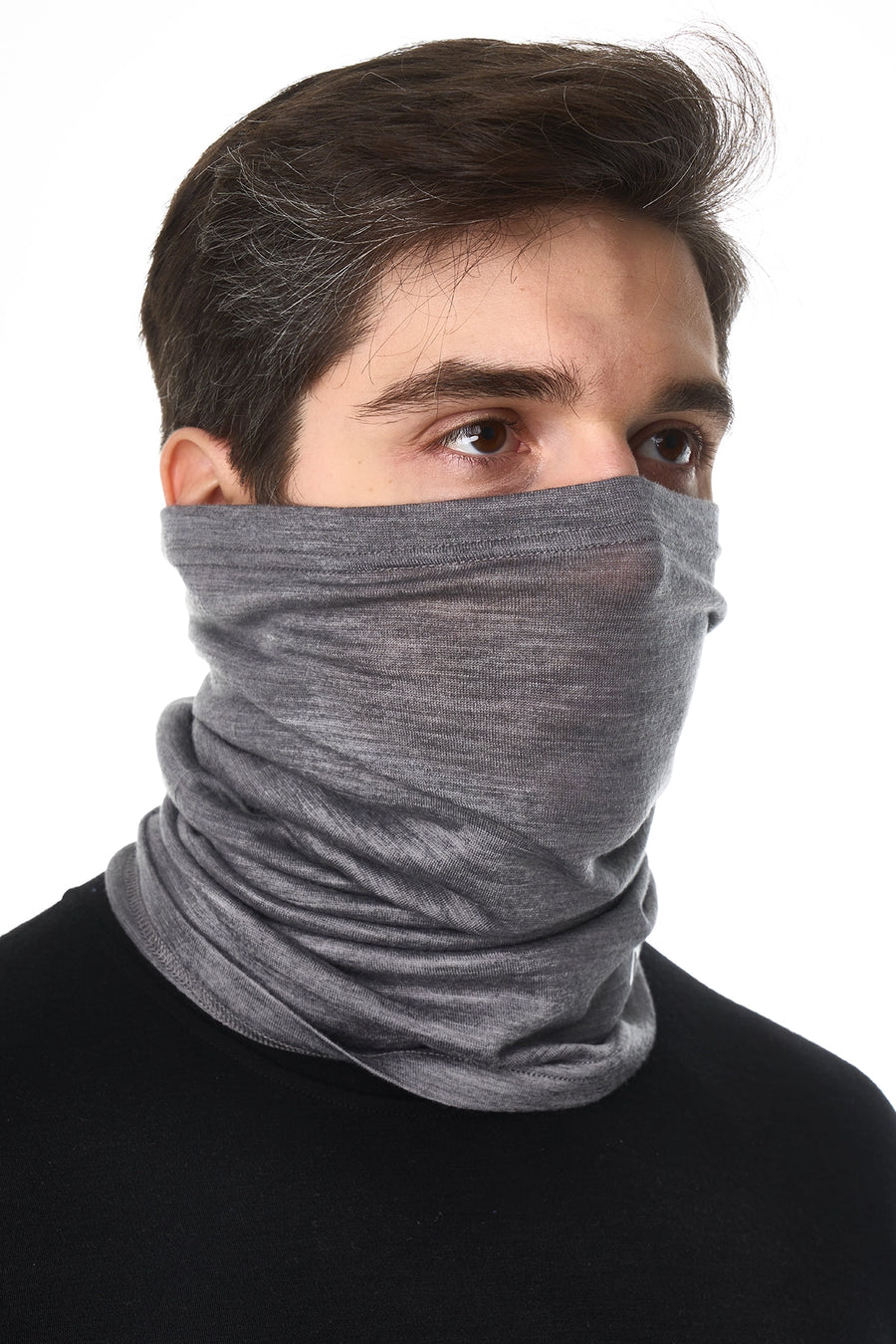 Merino Neck Gaiter 165 Grey Melange — view 2