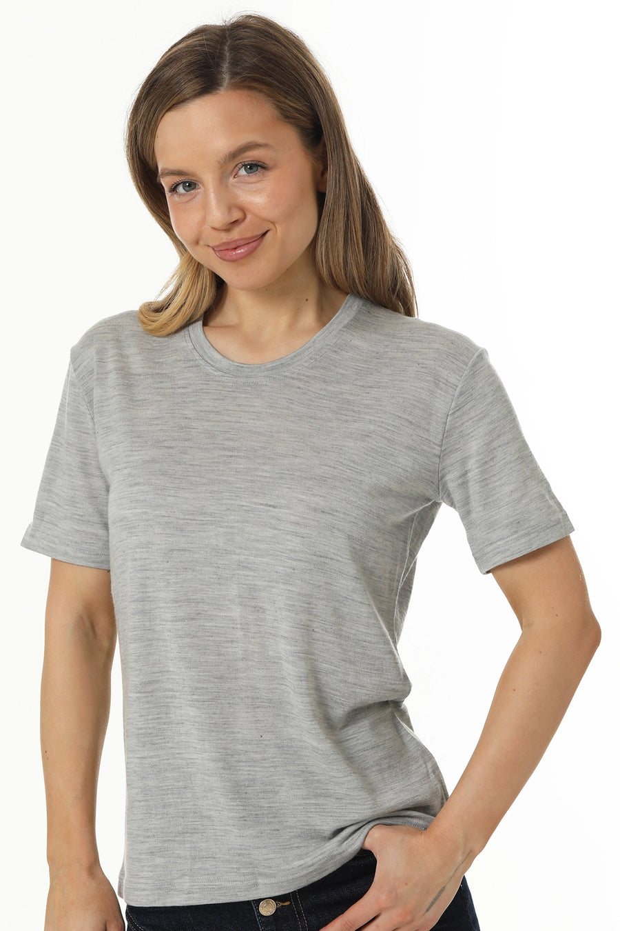 Women's Merino T-shirt 180 Heather Grey Crewneck — view 2