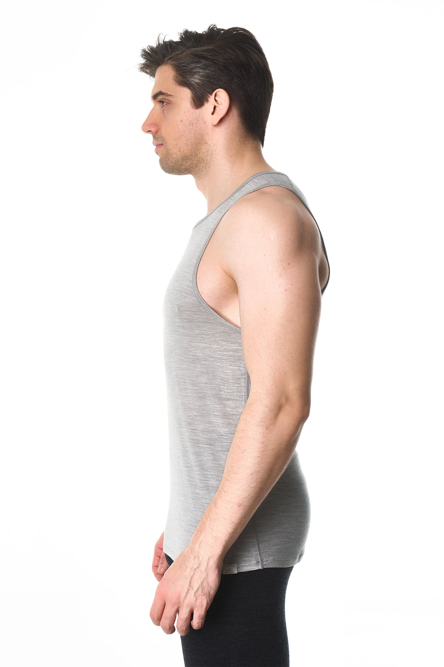 Men's Merino Wool Tank Top A-Shirt Heather Grey — view 5