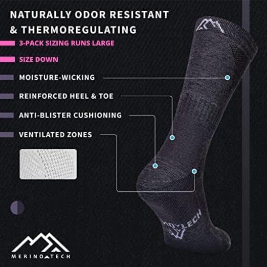 Merino Wool Hiking Socks, 6 pack, Charcoal Grey — view 2