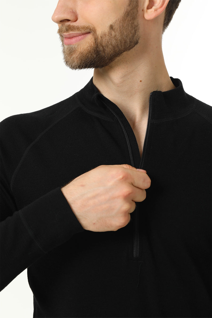 Men's Merino Thermal Set Zip 250 Black — view 5