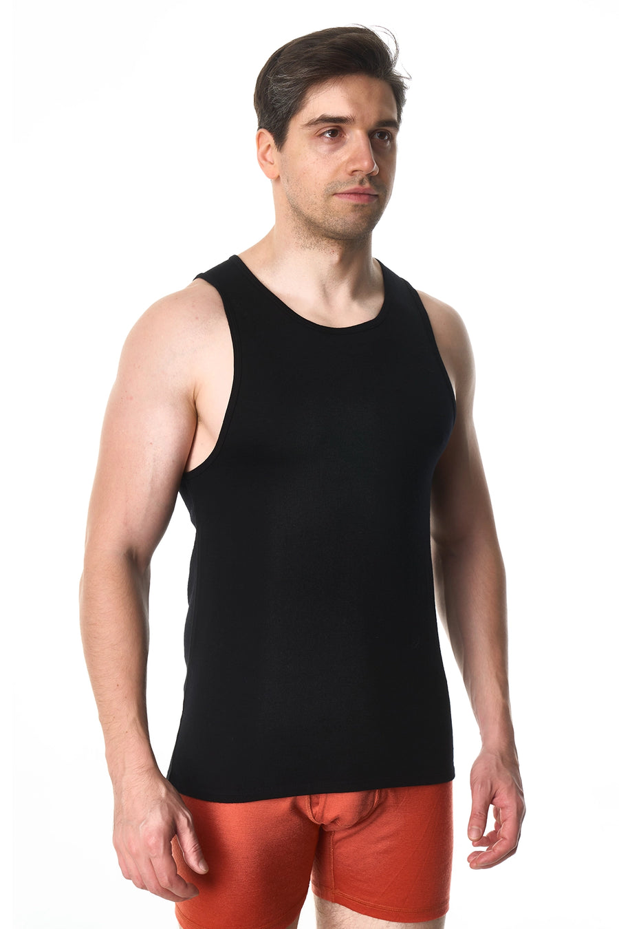 Men's Merino Wool Tank Top A-Shirt Black — view 3