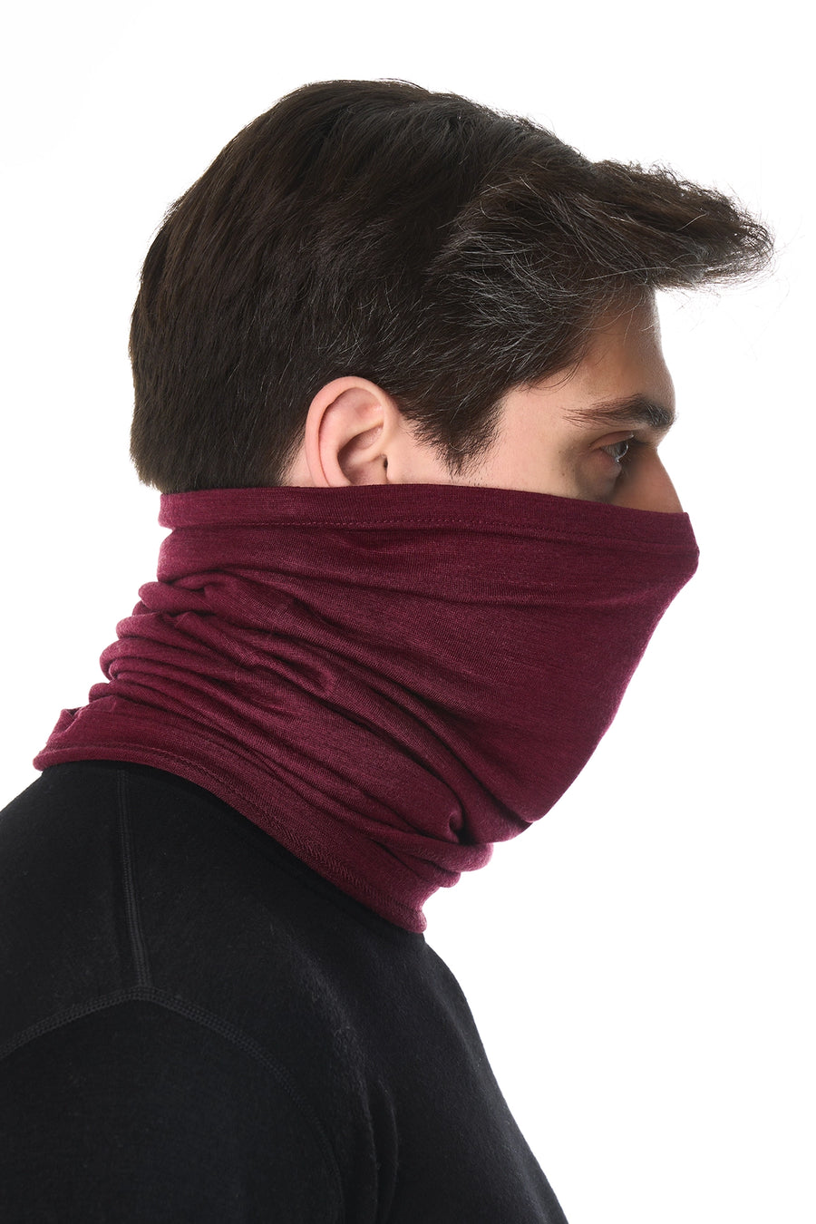 Merino Neck Gaiter 165 Burgundy Wine — view 3