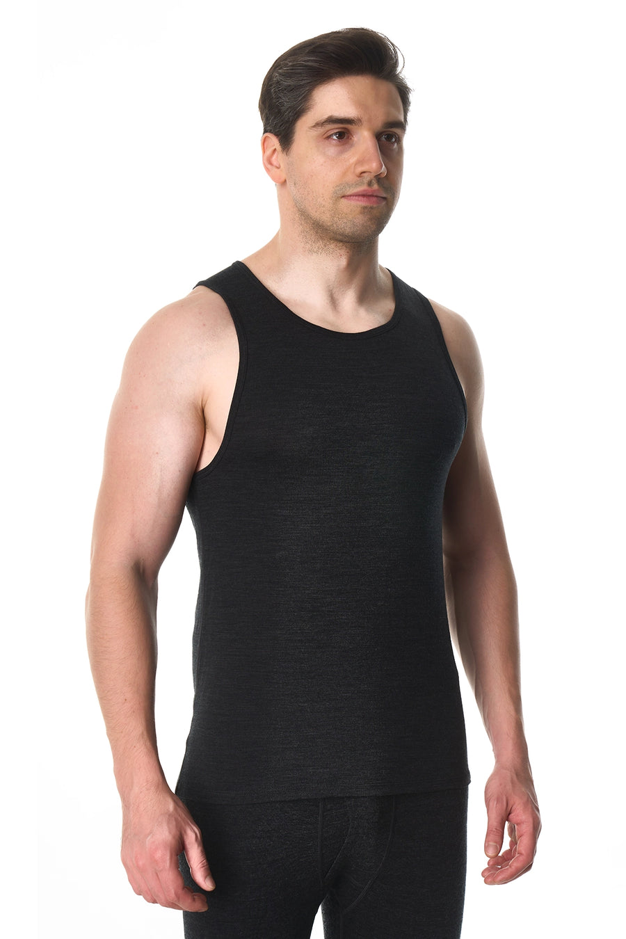 Men's Merino Wool Tank Top A-Shirt Charcoal Grey — view 4