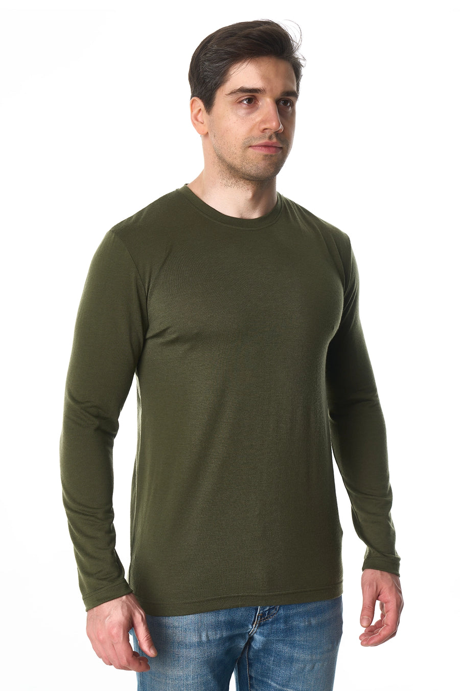 Men's Merino Long Sleeve 190 Dark Olive — view 3