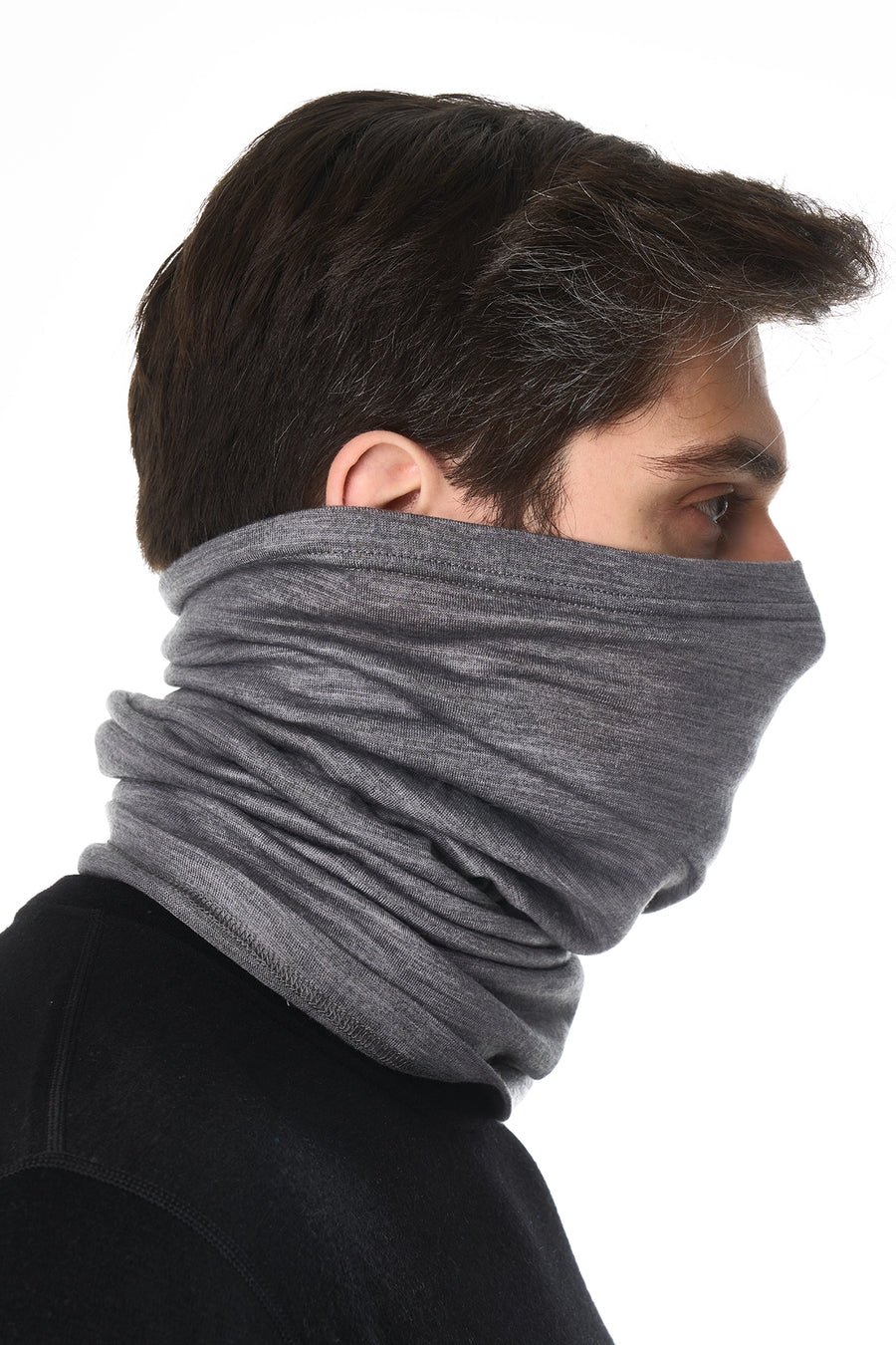 Merino Neck Gaiter 165 Grey Melange — view 3
