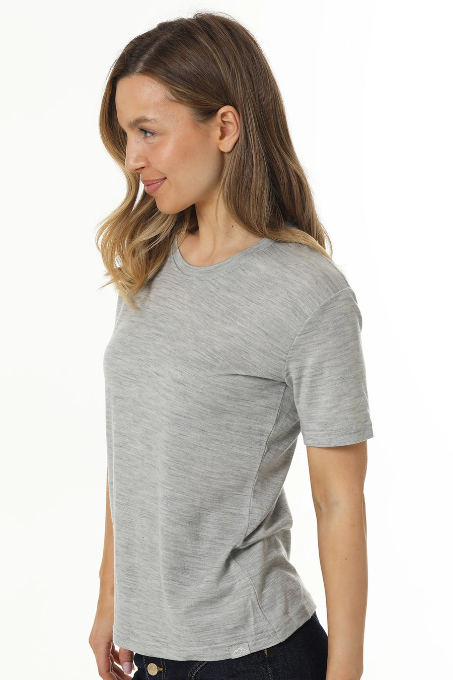 Women's Merino T-shirt 180 Heather Grey Crewneck — view 4