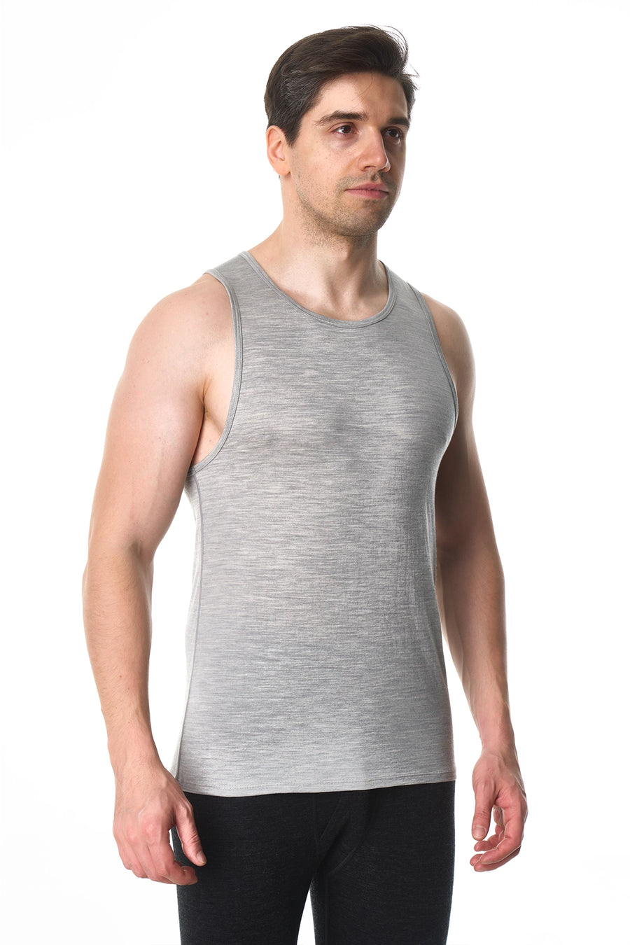 Men's Merino Wool Tank Top A-Shirt Heather Grey — view 4