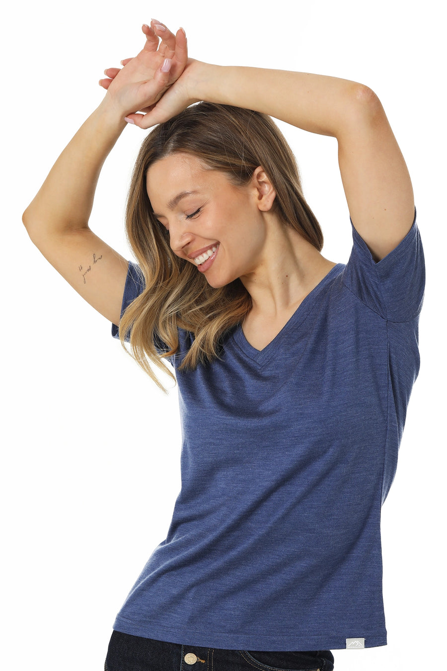 Women's Merino T-shirt 180 Windsor Blue V-Neck — view 5