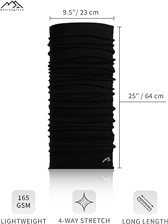 Merino Neck Gaiter 165 Black, 2 pack — view 3