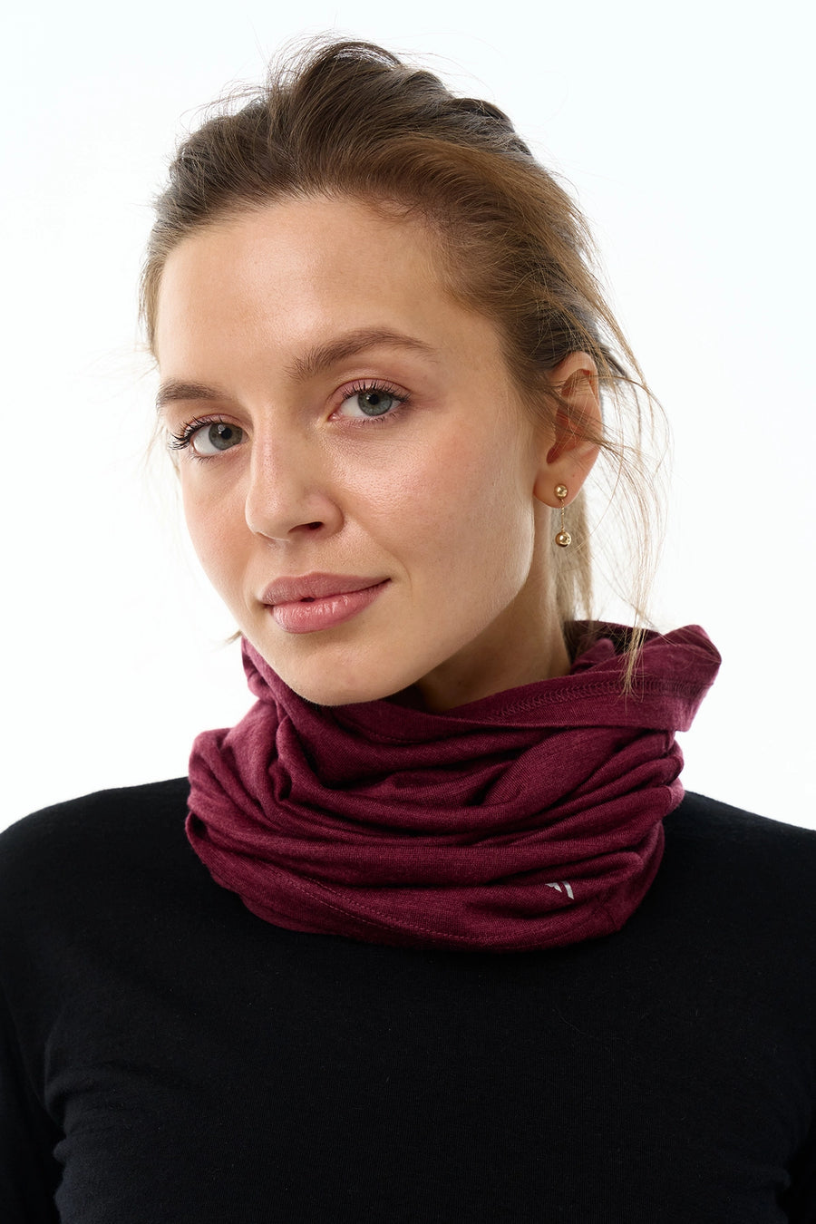 Merino Neck Gaiter 165 Burgundy Wine — view 6