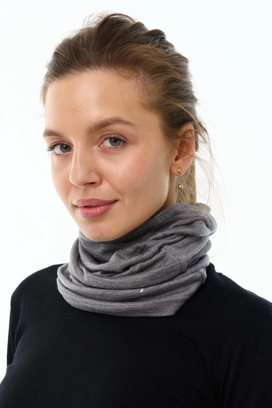 Merino Neck Gaiter 165 Grey Melange — view 6
