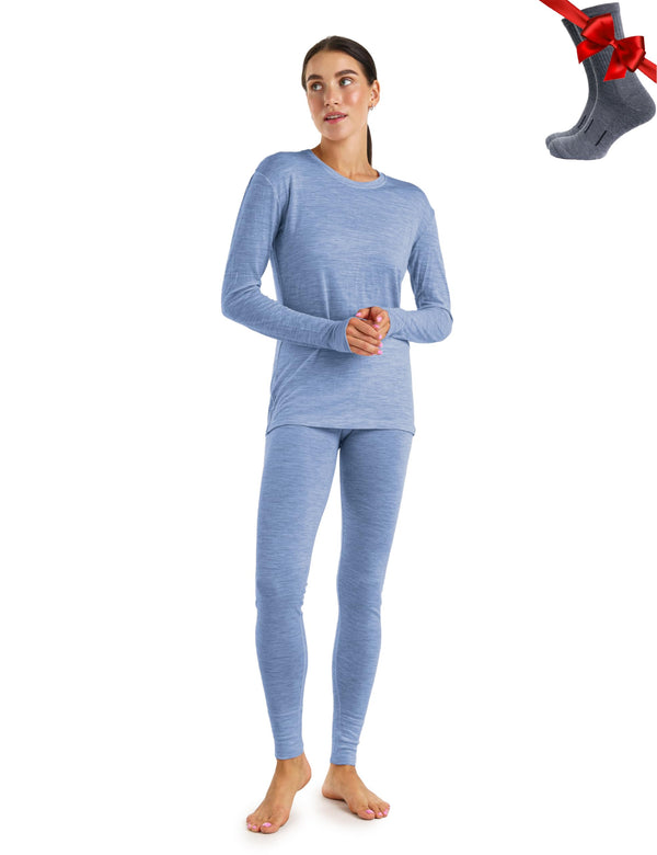 Conjunto térmico de merino para mujer 165 azul marino