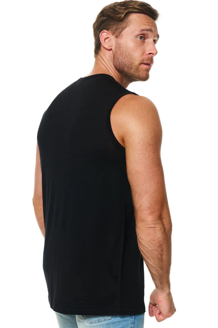 Men's Merino Wool Tank Top Black — view 6