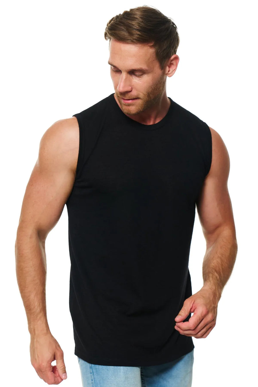 Men's Merino Wool Tank Top Black — view 3