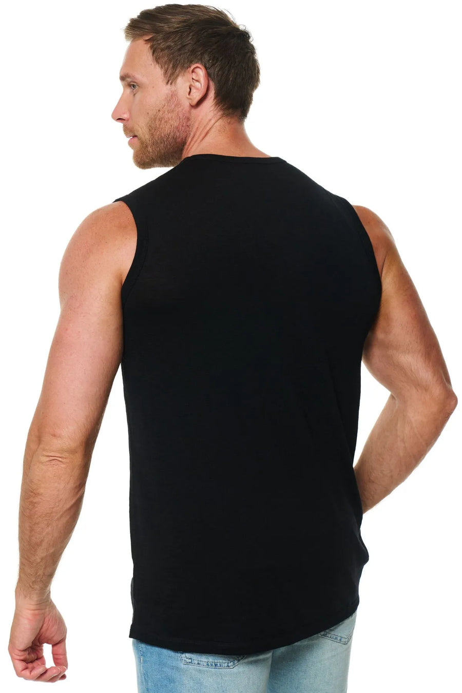 Men's Merino Wool Tank Top Black — view 2
