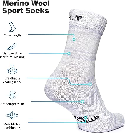 Merino Wool Running Socks, 2 pack, Pastel Blue — view 2