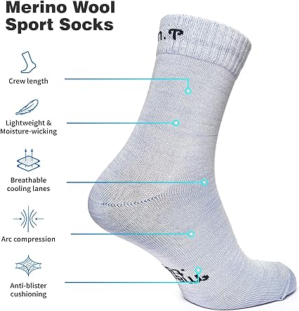 Merino Wool Running Socks, 2 pack, Powder Blue — view 2