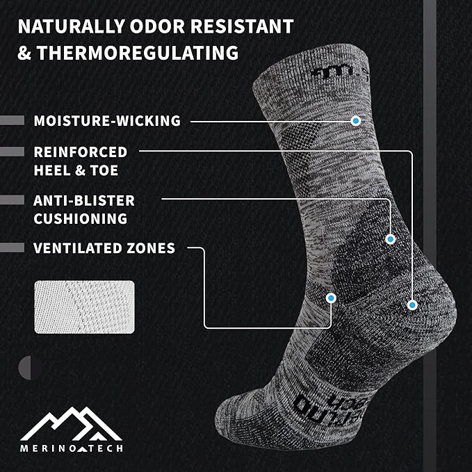 Merino Wool Hiking Socks, 2 pack, Navy Cobalt — view 3
