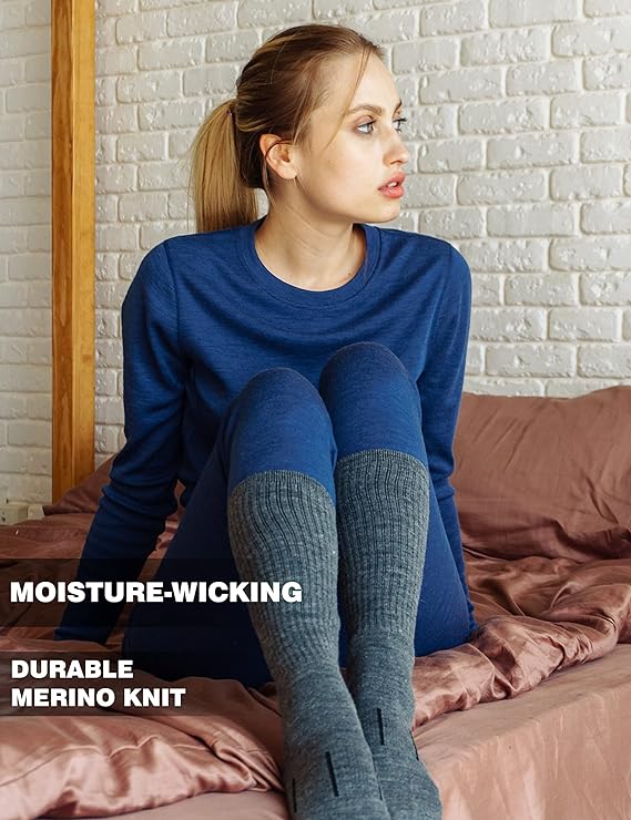 Merino Wool Hiking Socks, 2 pack, Navy Cobalt — view 2