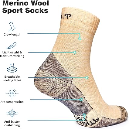 Merino Wool Running Socks, 2 pack, Peach Grey — view 2