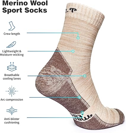 Merino Wool Running Socks, 2 pack, Sahara Sand — view 2