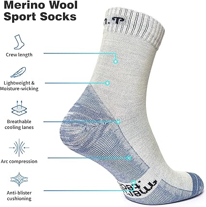 Merino Wool Running Socks, 2 pack, Cream Blue — view 2