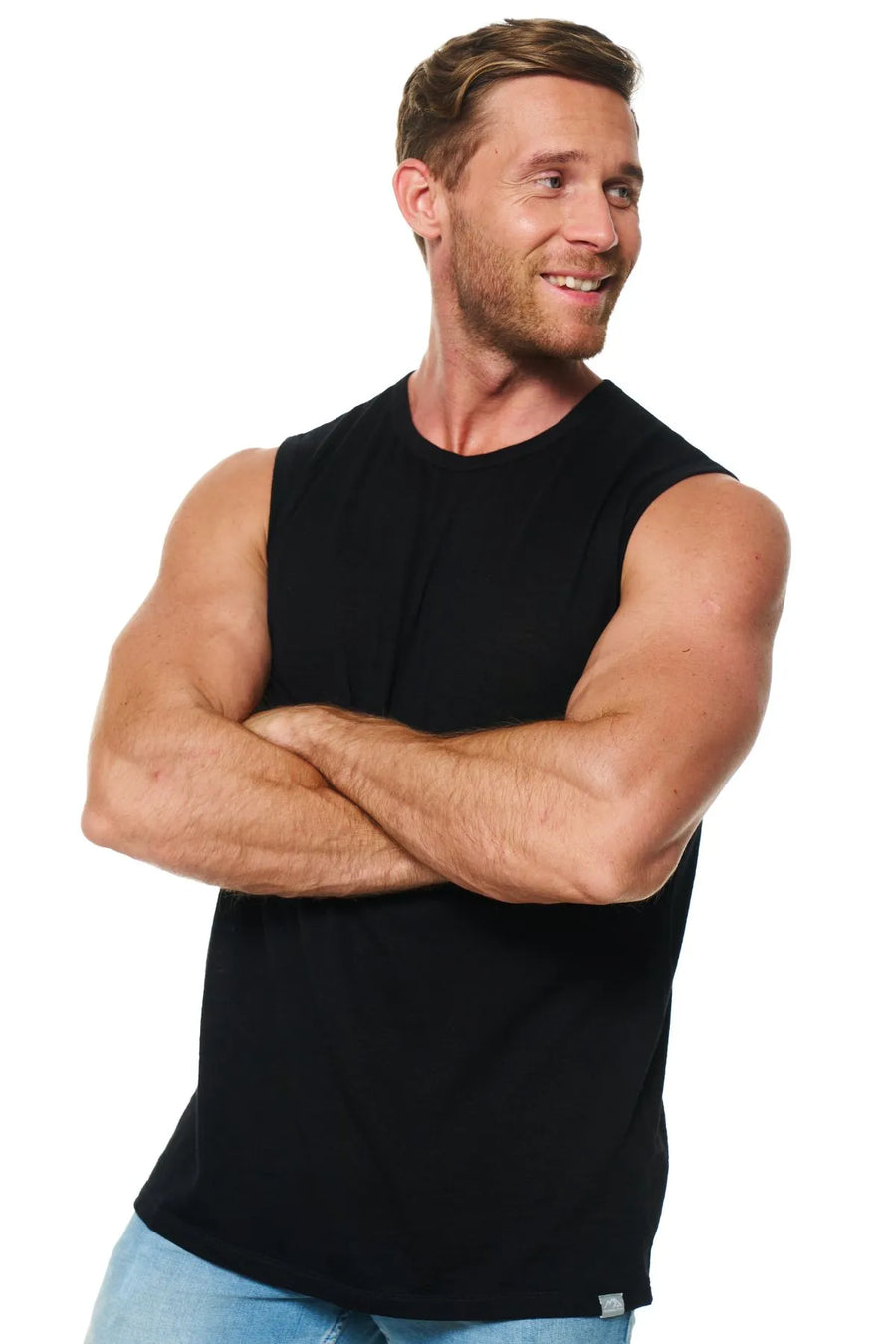 Men's Merino Wool Tank Top Black — view 5