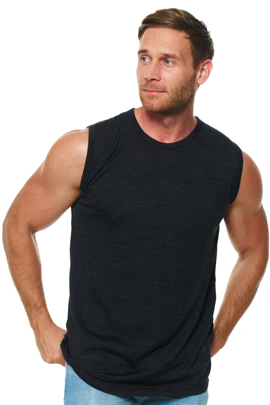Men's Merino Wool Tank Top Charcoal Grey — view 4
