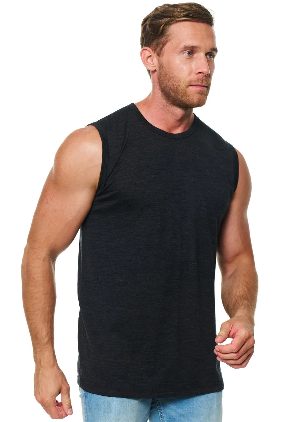 Men's Merino Wool Tank Top Charcoal Grey — view 5