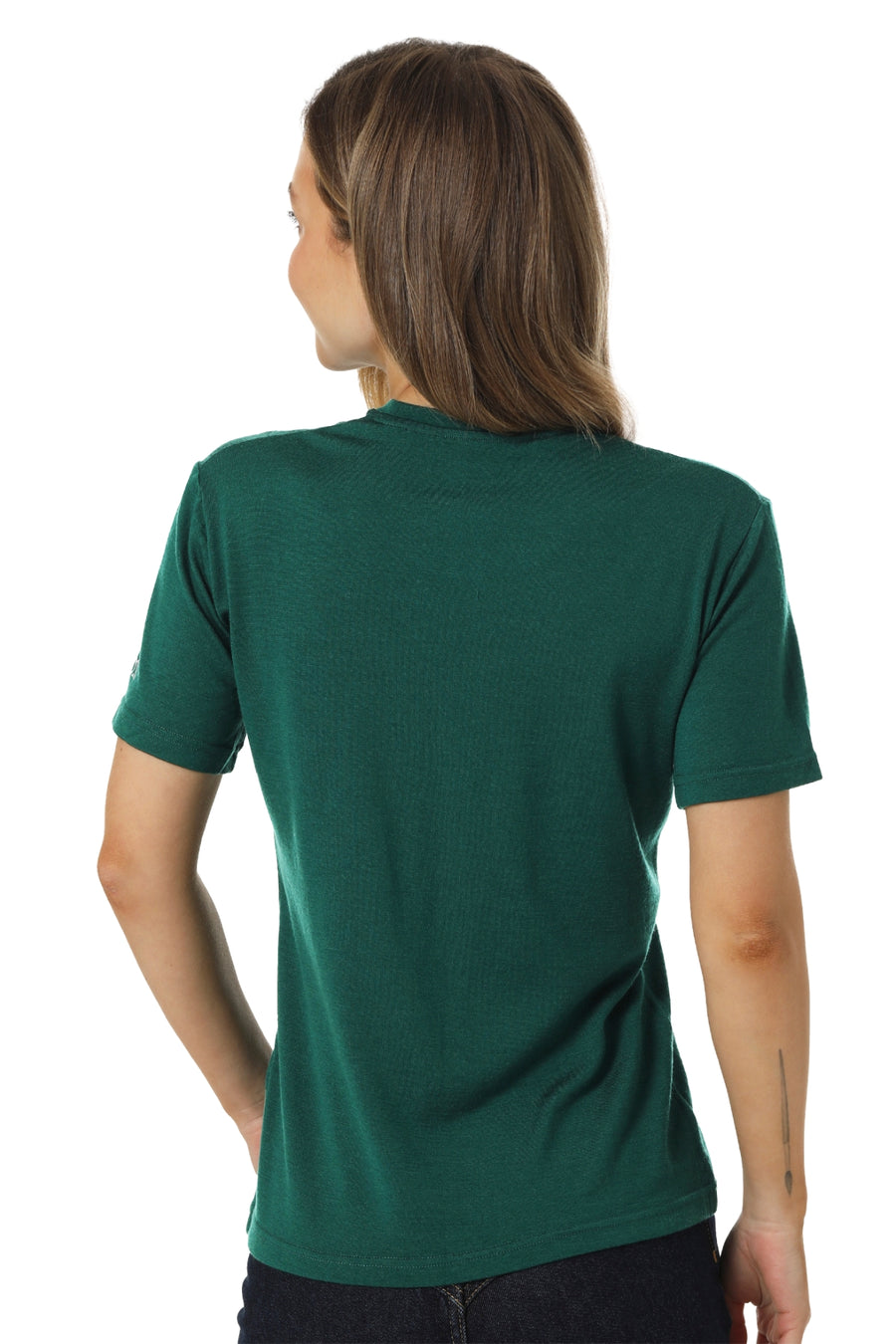 Women's Merino T-shirt 180 Forest Green Crewneck with socks — view 3