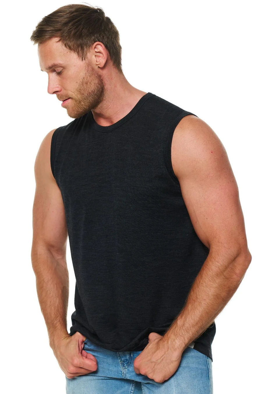Men's Merino Wool Tank Top Charcoal Grey — view 6