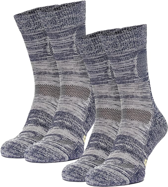 Merino Wool Hiking Socks, 2 pack, Navy Yellow