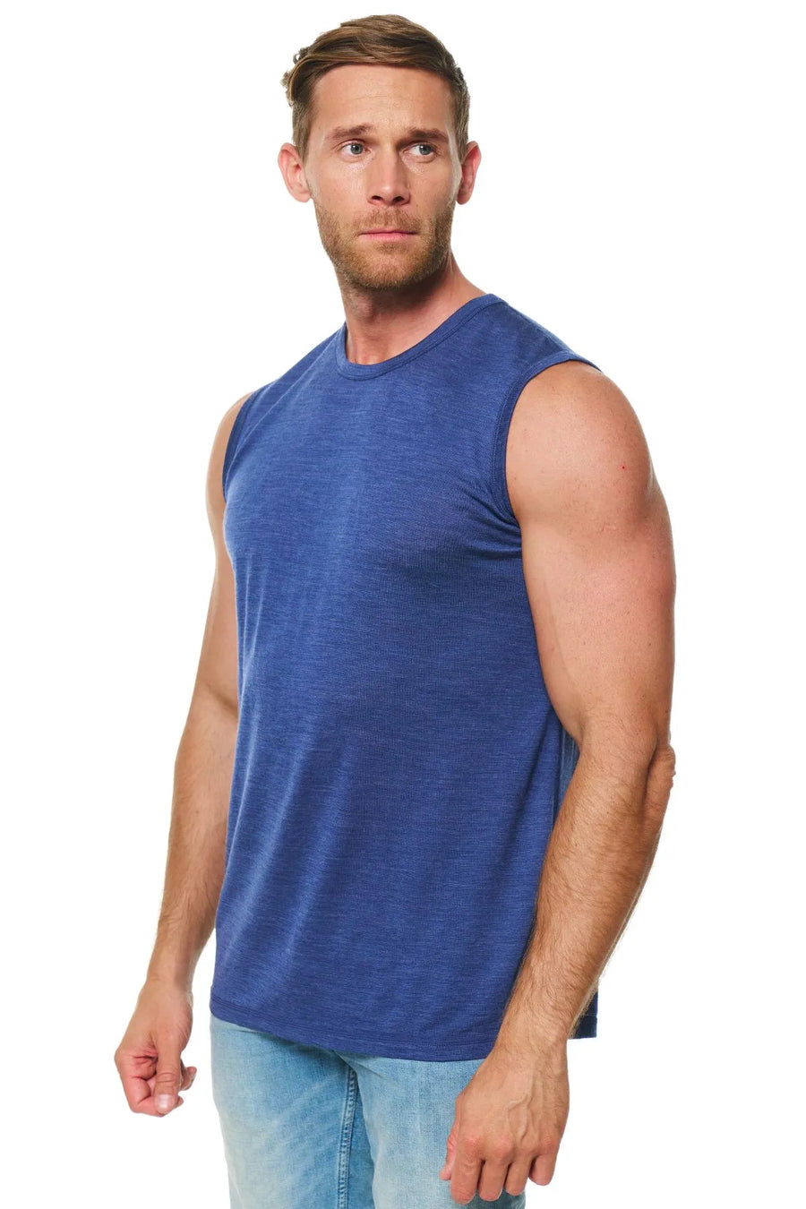 Men's Merino Wool Tank Top Windsor Blue — view 3