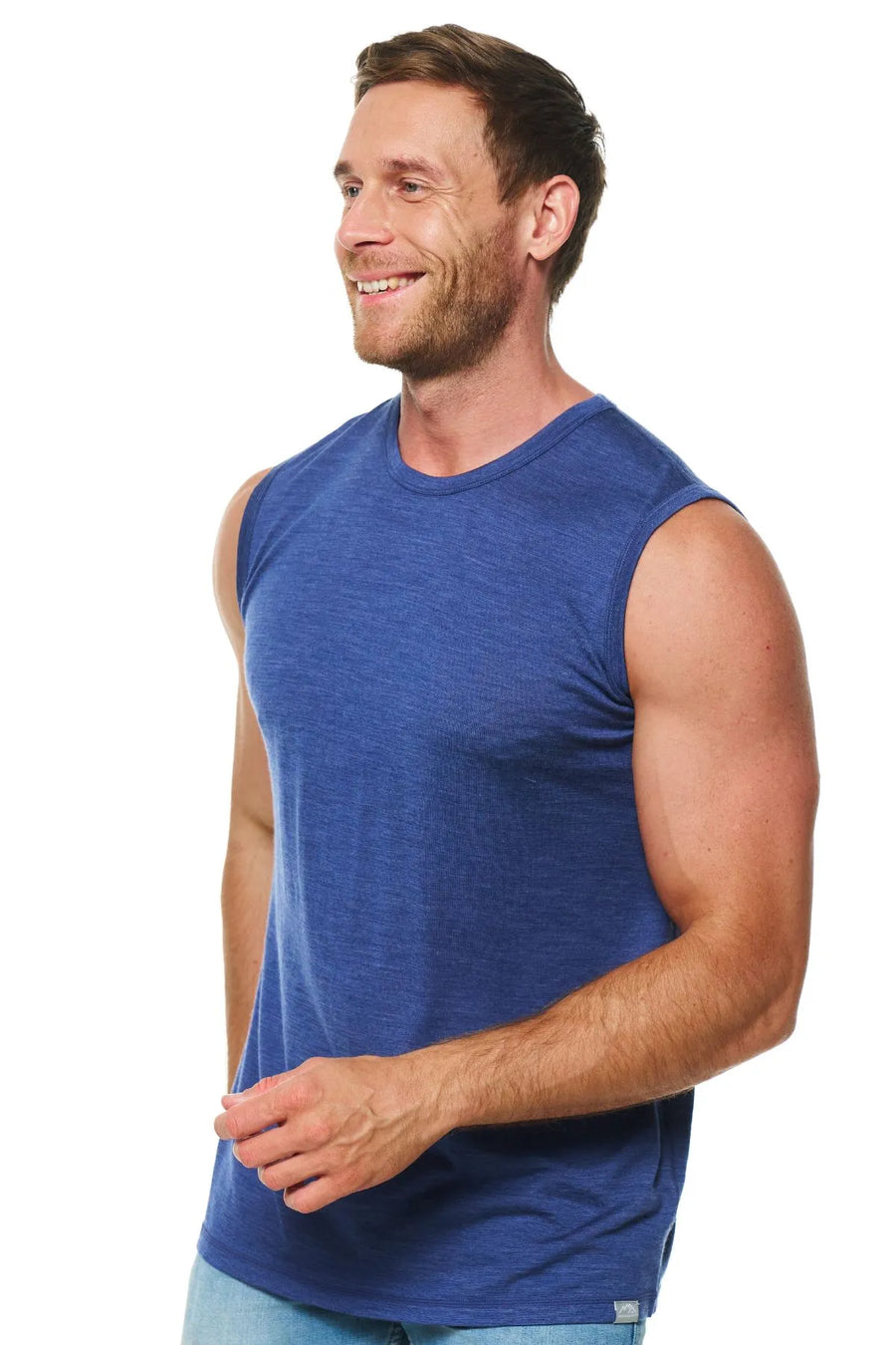 Men's Merino Wool Tank Top Windsor Blue — view 4