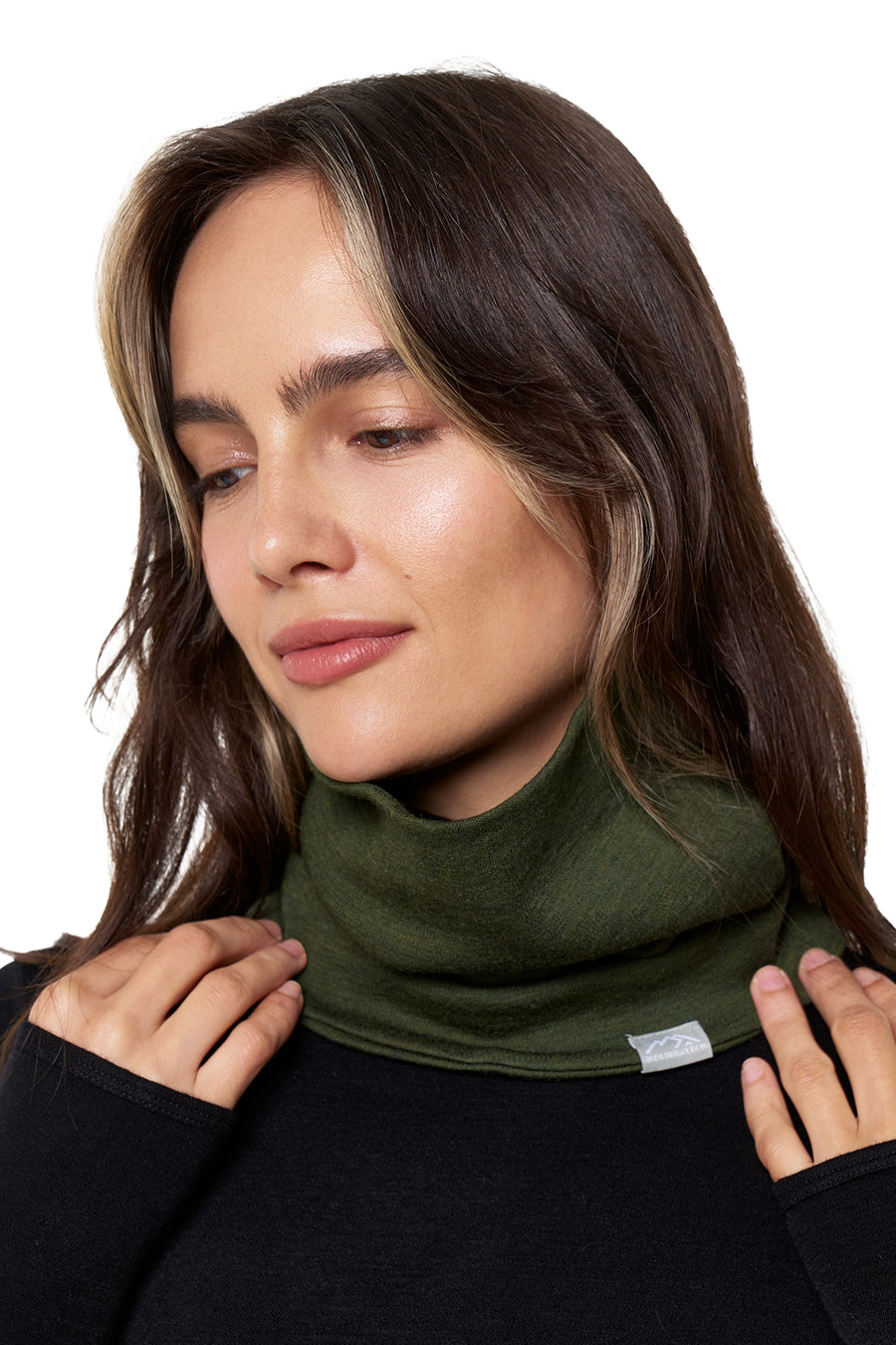 Merino Double-Layer Neck Gaiter Army Green — view 3