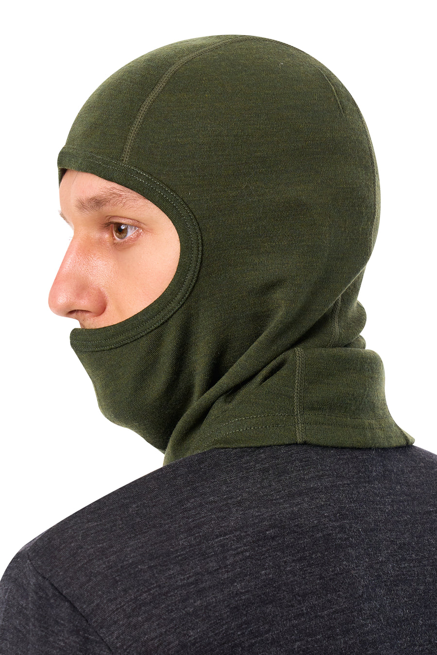 Merino Wool Balaclava Army Green — view 4