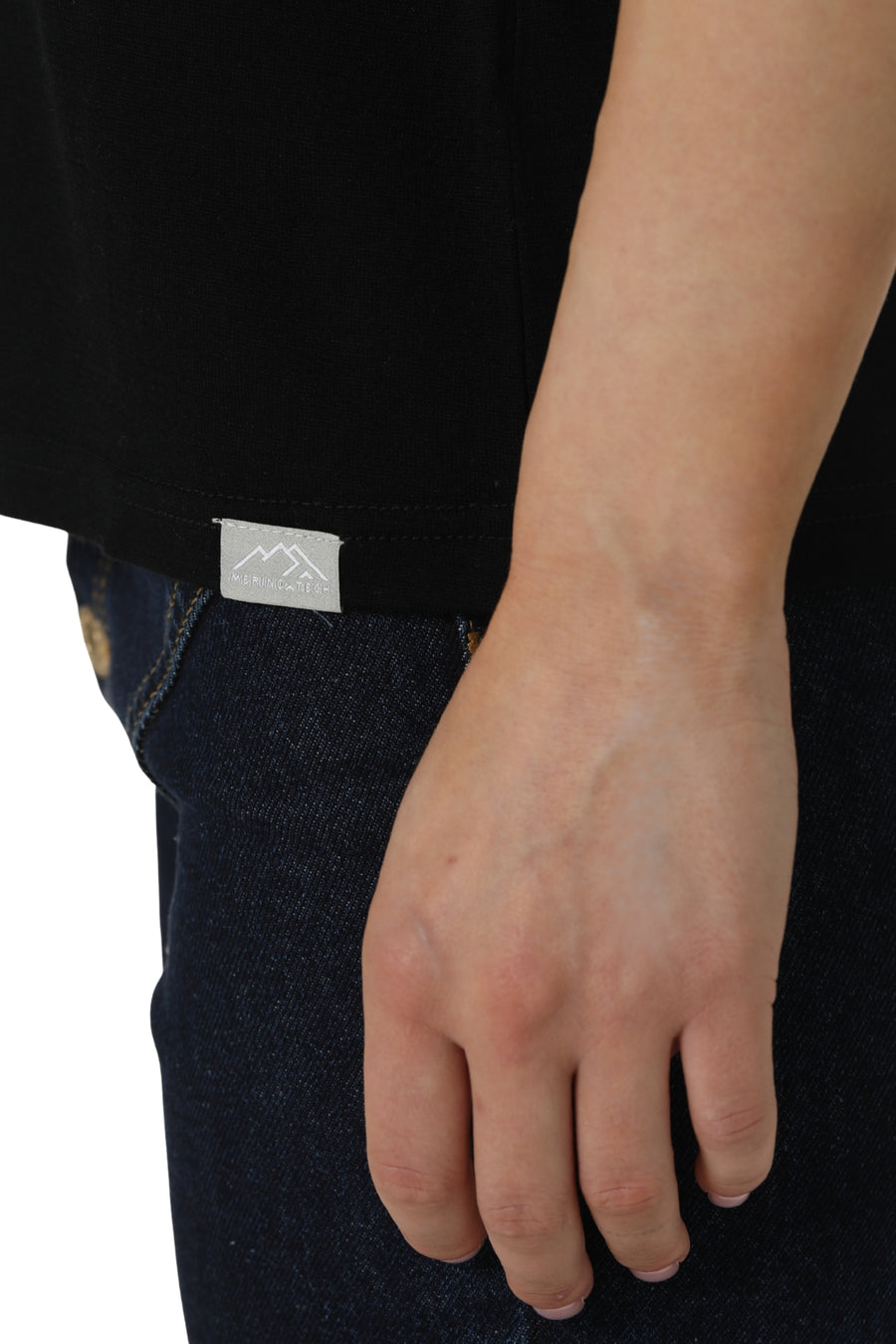 Women's Merino T-shirt 180 Black Crewneck with socks — view 5