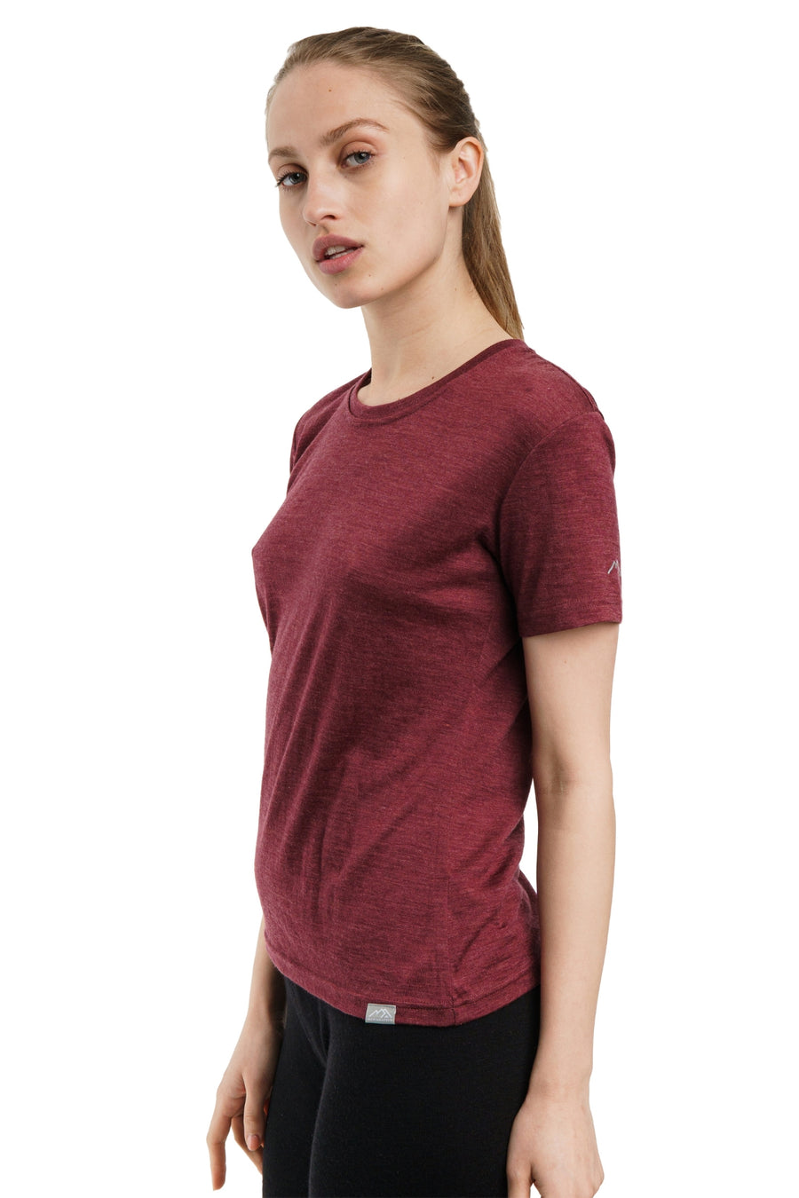 Women's Merino T-shirt 180 Burgundy Crewneck — view 2