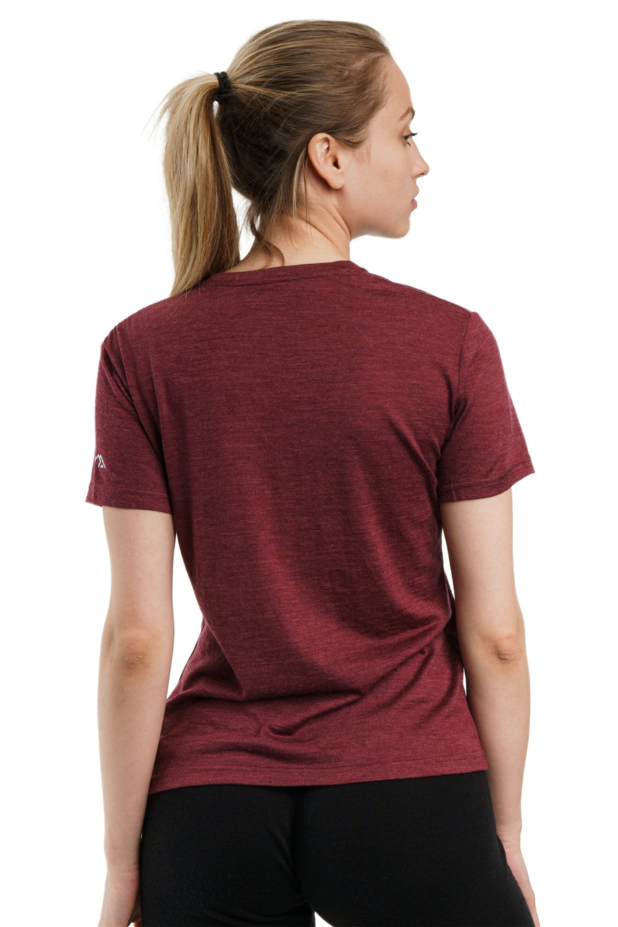 Women's Merino T-shirt 180 Burgundy Crewneck — view 3