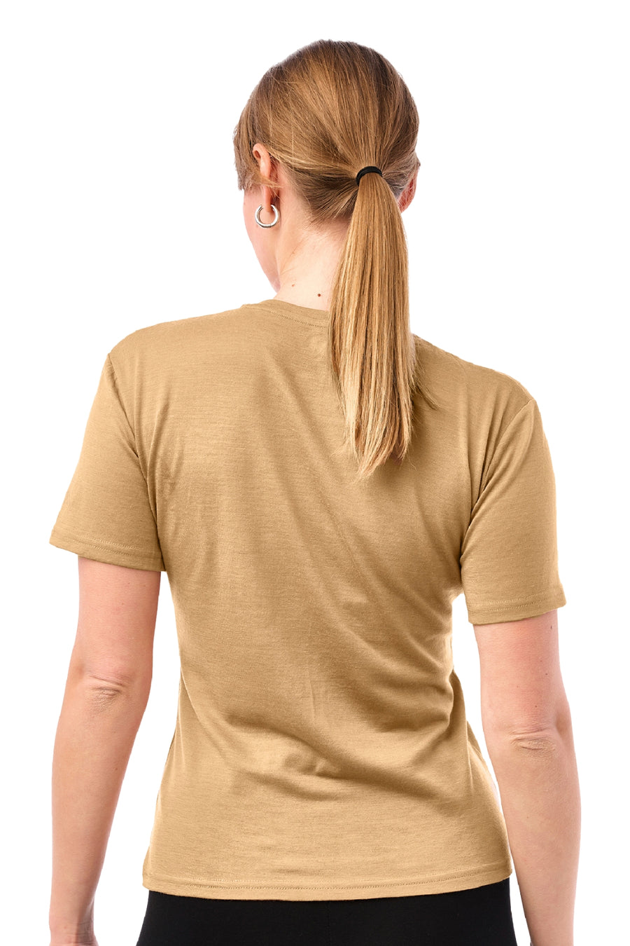 Women's Merino T-shirt 180 Camel Crewneck with socks — view 2