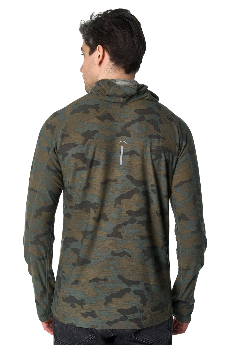 Men's Merino Wool Half Zip Hoodie 190 Camo — view 2