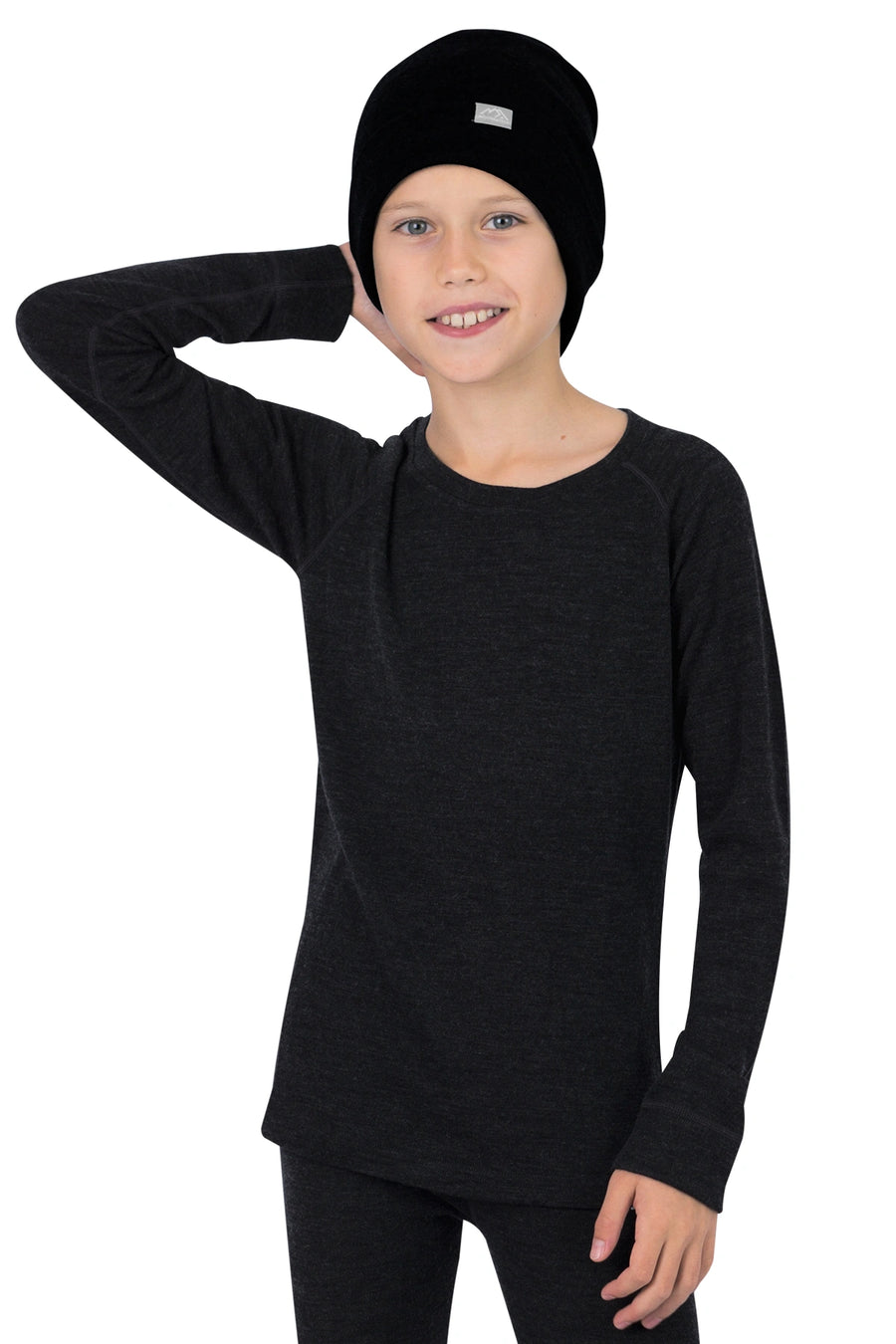 Kids' Merino Wool Long Sleeve 250 Charcoal Grey — view 4