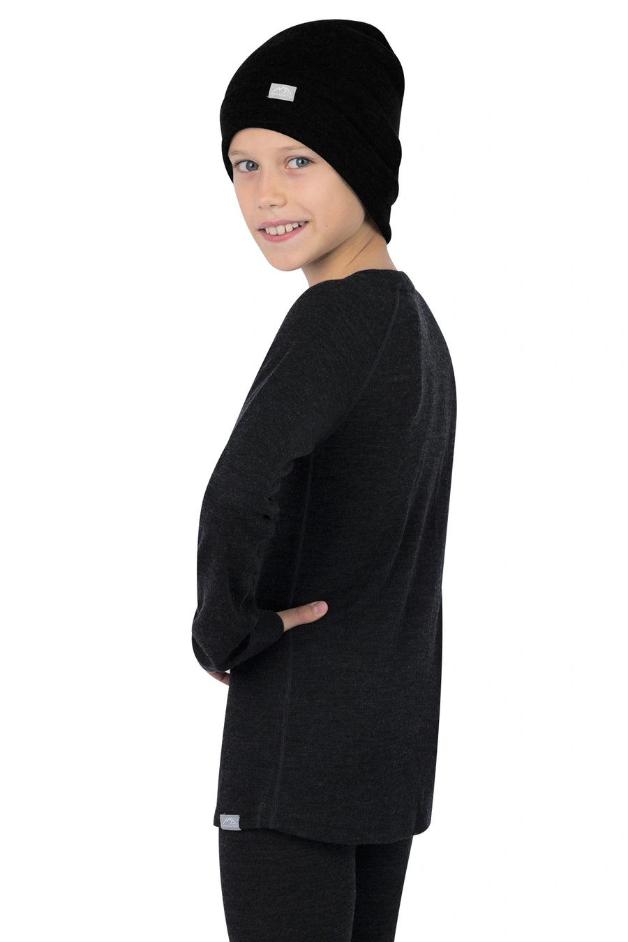 Kids' Merino Wool Long Sleeve 250 Charcoal Grey — view 6