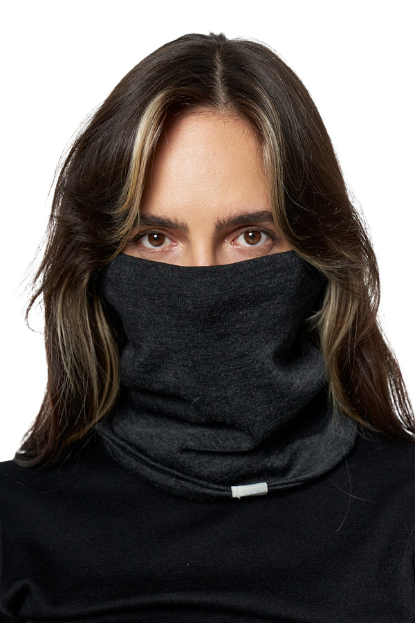Merino Double-Layer Neck Gaiter Charcoal Grey