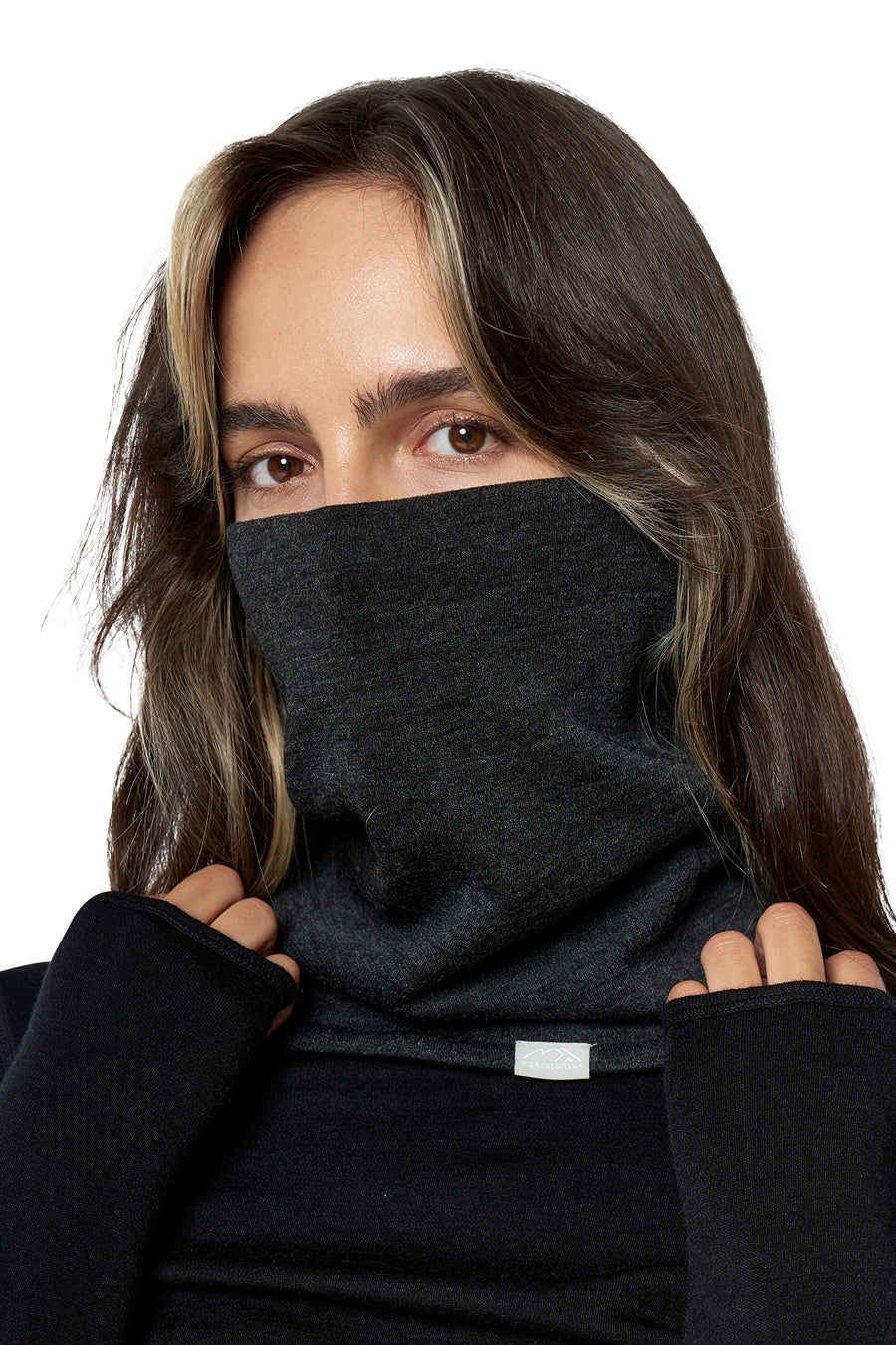 Merino Double-Layer Neck Gaiter Charcoal Grey — view 2