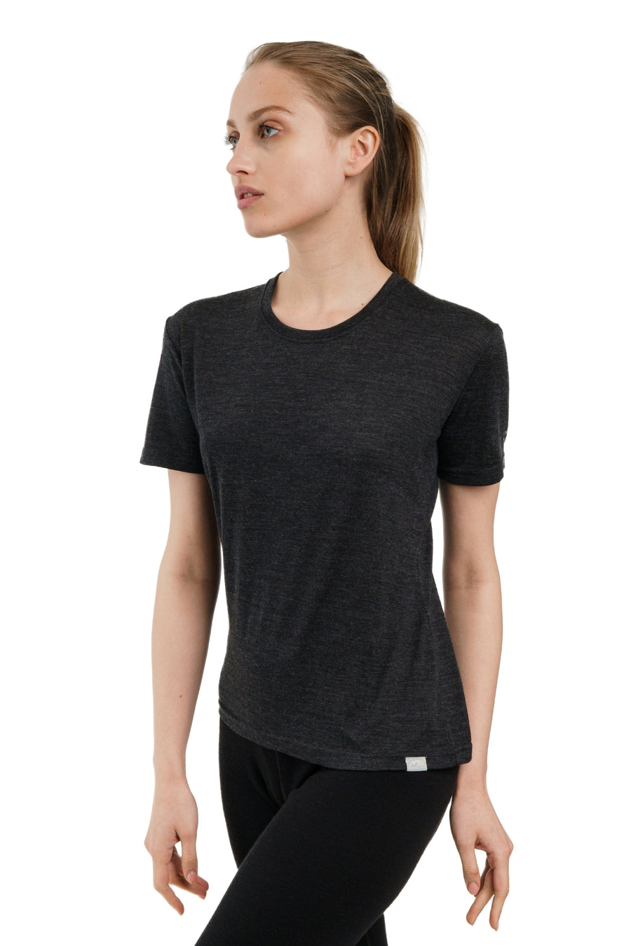 Women's Merino T-shirt 180 Charcoal Crewneck