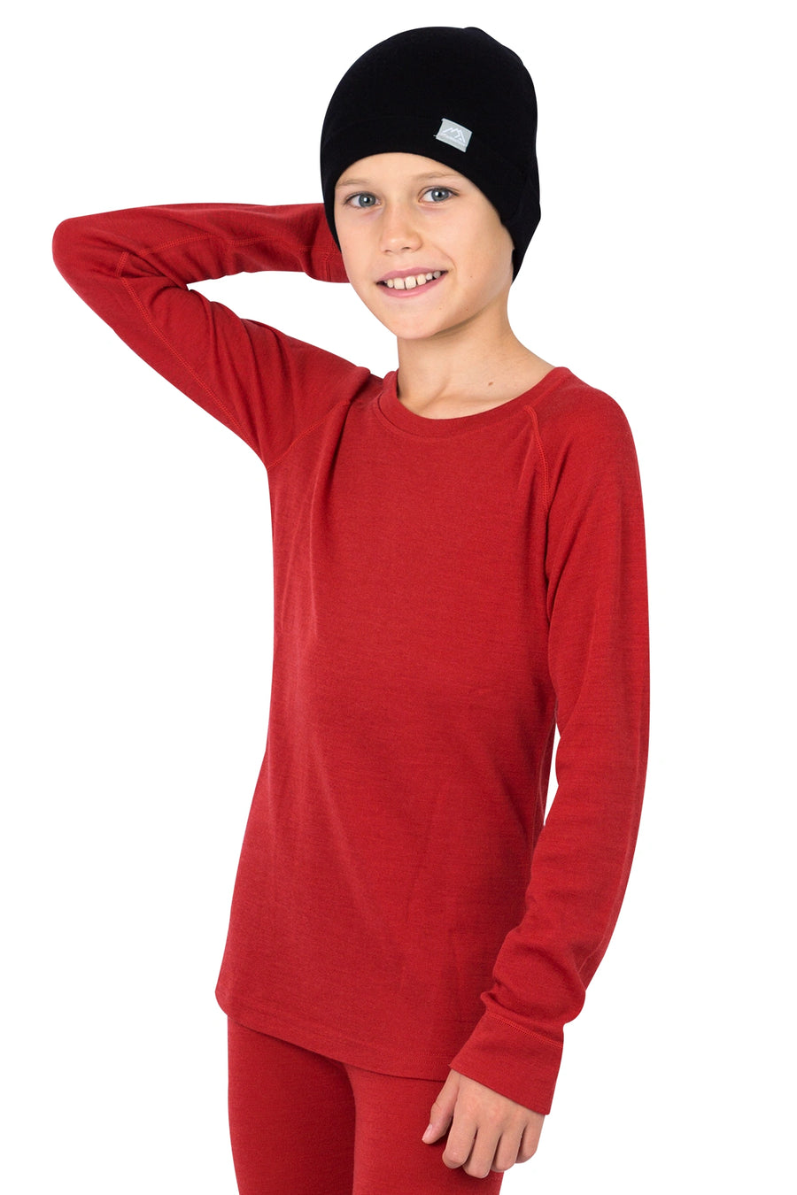 Kids' Merino Wool Long Sleeve 250 Cherry Red — view 6